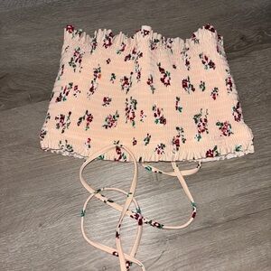 Xhilaration Floral Smocked Top with Ties